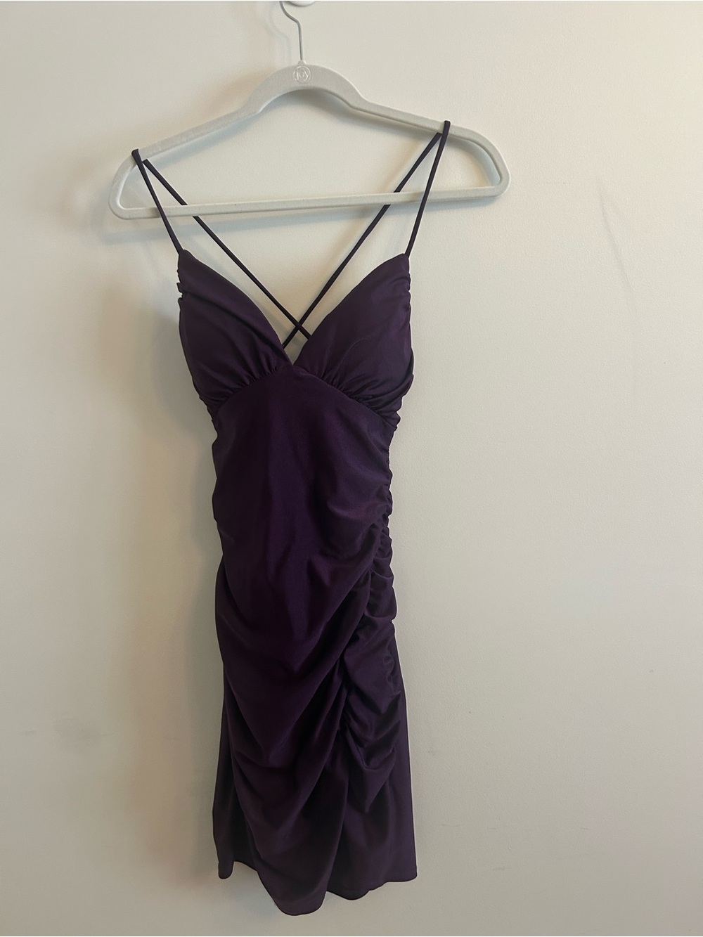 Emerald Sundae Juniors Lace-Up Tie-Back Dress - Eggplant